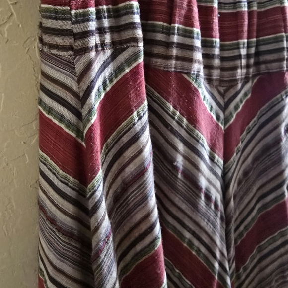 Avatar Boho Chevron Striped Maxi Skirt | Ruffle Hem Elastic Waist Festival - Picture 8 of 12